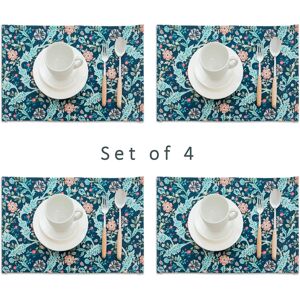 William Morris Placemats Set Of 4, Non-Slip Heat Stain Resistant Place Mats Wash William Morris Placemats Set Of 4, Non-Slip Heat Stain Resistant Place Mats Wash