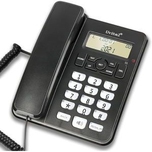 Uvital Desktop Corded Telephone For Home, Landline Telephone With White Big Buttons, Ri Uvital Desktop Corded Telephone For Home, Landline Telephone With White Big Buttons, Ri