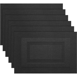 Does Not Apply Placemats Set Of 6, 45 X 30cm, Black: Woven Vinyl, Heat Resistant, Non Slip, Eas Does Not Apply Placemats Set Of 6, 45 X 30cm, Black: Woven Vinyl, Heat Resistant, Non Slip, Eas