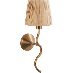 Wall Light Brass Wriggle Brushed Natural Raffia Endon 114227 Wall Light Brass Wriggle Brushed Natural Raffia Endon 114227