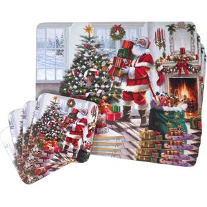 Santa Christmas Dinner Place Mats And Coasters - Set Of 4 Santa Christmas Dinner Place Mats And Coasters - Set Of 4