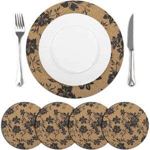 Boho Print Round Placemats Set Of 4, 38x38 Cm Non-Slip Cork Place Mats With Rubb Boho Print Round Placemats Set Of 4, 38x38 Cm Non-Slip Cork Place Mats With Rubb