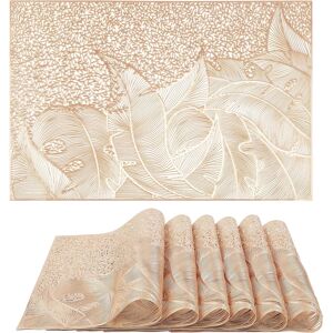 Gold Placemats Set Of 6 Heat Resistant Pvc Place Mats Leaf Design Placemats Wash Gold Placemats Set Of 6 Heat Resistant Pvc Place Mats Leaf Design Placemats Wash
