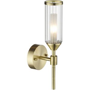 Loops Satin Brass Wall Light Ribed & Frosted Glass Shade 3w Led G9 Candle Effect Loops Satin Brass Wall Light Ribed & Frosted Glass Shade 3w Led G9 Candle Effect