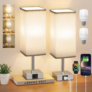 Aooshine Touch Bedside Lamps Set Of 2, Touch Bed Lamp With Usb-C+a Charging Por Aooshine Touch Bedside Lamps Set Of 2, Touch Bed Lamp With Usb-C+a Charging Por