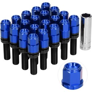 ﹒blue 20pcs Extended Lug Bolts M14x1.5 Steel 28mm/1.1in Thread With Sleeve ﹒blue 20pcs Extended Lug Bolts M14x1.5 Steel 28mm/1.1in Thread With Sleeve