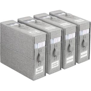 Weltrxe Bed Sheet Organizer, 4 Pack Foldable Bedding Organiser With Handle And Weltrxe Bed Sheet Organizer, 4 Pack Foldable Bedding Organiser With Handle And