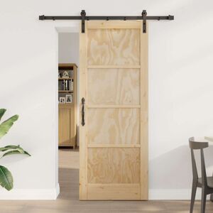 Vidaxl Sliding Door Solid Pine & Black Steel 78x202cm Matte Natural Interior - Hallway Vidaxl Sliding Door Solid Pine & Black Steel 78x202cm Matte Natural Interior - Hallway