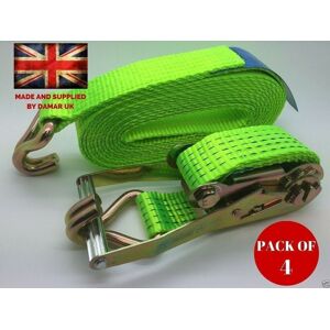 Damar Webbing Solutions Ltd Ratchet Tie Down Strap 5ton - 10mtr With Hooks For Trailers, Recovery, Hgv X 4 Damar Webbing Solutions Ltd Ratchet Tie Down Strap 5ton - 10mtr With Hooks For Trailers, Recovery, Hgv X 4