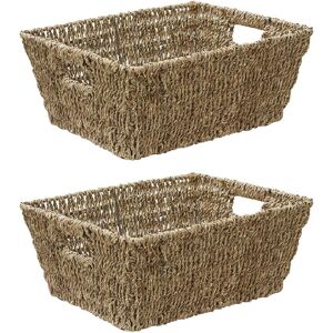 Jvl Large Hand Woven Seagrass Rectangular Storage Basket, H:16 X W:38 X D:29cm, Jvl Large Hand Woven Seagrass Rectangular Storage Basket, H:16 X W:38 X D:29cm,
