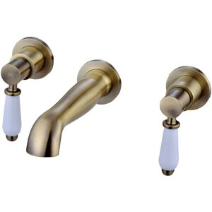 Basin Mixer Tap Downton 3-Hole Wall Mounted Bathroom Antique Brass Enki Bt0805 Basin Mixer Tap Downton 3-Hole Wall Mounted Bathroom Antique Brass Enki Bt0805