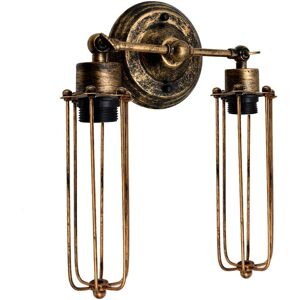 Double Head Wall Light Industrial Brushed Copper Metal Cage Wall Sconces E27 Adj Double Head Wall Light Industrial Brushed Copper Metal Cage Wall Sconces E27 Adj