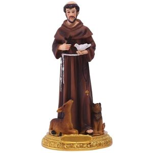 Eurowagens Francis Statue Hand Painted Resin Statue Figurine With Crosss Eurowagens Francis Statue Hand Painted Resin Statue Figurine With Crosss