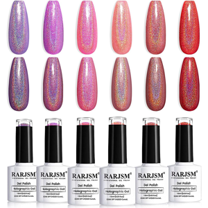 Does Not Apply Holographic Gel Nail Polish Set Summer Colors Glitter Gel Polishes Kit Rose Gold Does Not Apply Holographic Gel Nail Polish Set Summer Colors Glitter Gel Polishes Kit Rose Gold