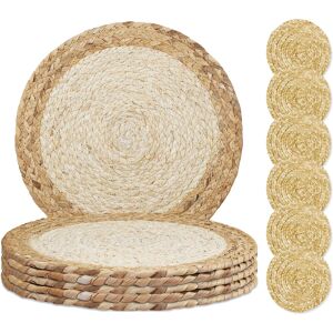 Round Placemats And Coasters Set Of 6, 30cm Natural Handmade Wooden Seagrass Wat Round Placemats And Coasters Set Of 6, 30cm Natural Handmade Wooden Seagrass Wat