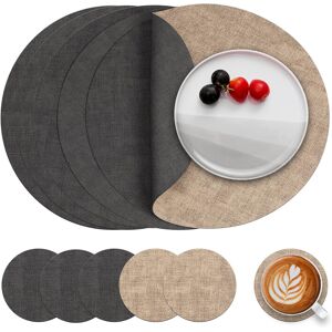 Leather Placemats And Coaster Set Of 6, Table Mats Round Waterproof Dual Sided K Leather Placemats And Coaster Set Of 6, Table Mats Round Waterproof Dual Sided K