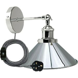 Plug In Wall Light Dimmable, Retro Wall Light With Switch, Chrome Industrial Ste Plug In Wall Light Dimmable, Retro Wall Light With Switch, Chrome Industrial Ste