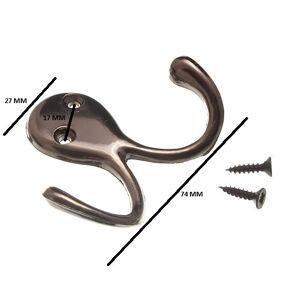 Twin Hat And Robe Coat Hanger Clothes Hook Bronzed & Screws ( Pack 12 ) Twin Hat And Robe Coat Hanger Clothes Hook Bronzed & Screws ( Pack 12 )