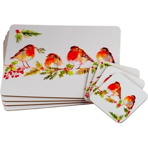 Lp Set Of 4 Winter White Robin Christmas Dinner Place Mats And Coasters Lp Set Of 4 Winter White Robin Christmas Dinner Place Mats And Coasters