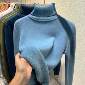 Does Not Apply Elegant Turtleneck Winter Sweater For Women, Thicken Velvet Lined Knitted Jumpe Does Not Apply Elegant Turtleneck Winter Sweater For Women, Thicken Velvet Lined Knitted Jumpe
