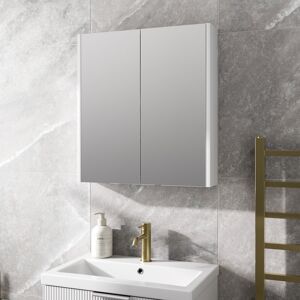 Affine 600mm Bathroom Mirror Cabinet 2 Door Storage Cupboard Wall Hung Modern White Affine 600mm Bathroom Mirror Cabinet 2 Door Storage Cupboard Wall Hung Modern White
