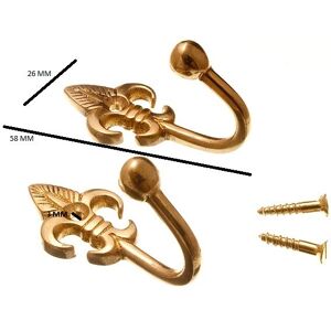 Brass Curtain Hooks - 40mm Fleur De Lys Ball End - 100 Pairs Brass Curtain Hooks - 40mm Fleur De Lys Ball End - 100 Pairs
