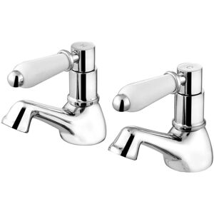 Pillar Basin Taps Hot & Cold Downton Bathroom Chrome Solid Brass Enki Bt0506 Pillar Basin Taps Hot & Cold Downton Bathroom Chrome Solid Brass Enki Bt0506