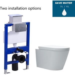 Aica Bathroom Rimless Wall Hung Toilet With 0.82m Low Height Concealed Cistern Frame Aica Bathroom Rimless Wall Hung Toilet With 0.82m Low Height Concealed Cistern Frame