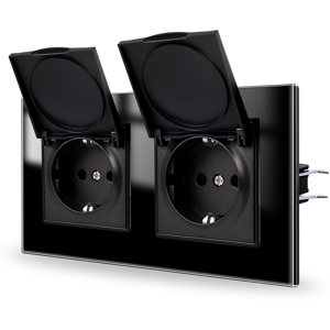 Does Not Apply Double Socket Flush-Mounted Black 16 Amp Glass Sockets With Waterproof Lid 157 X Does Not Apply Double Socket Flush-Mounted Black 16 Amp Glass Sockets With Waterproof Lid 157 X