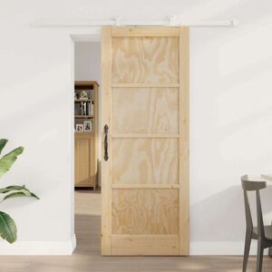 Vidaxl Sliding Door Set Solid Pine Wood & Steel Natural White 78 X 202 Cm Matte Finish Vidaxl Sliding Door Set Solid Pine Wood & Steel Natural White 78 X 202 Cm Matte Finish