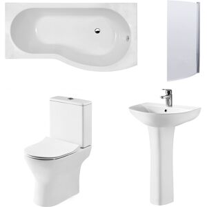 Nuie Freya Complete Bathroom Suite B-Shaped Shower Bath 1700mm Rh Nuie Freya Complete Bathroom Suite B-Shaped Shower Bath 1700mm Rh