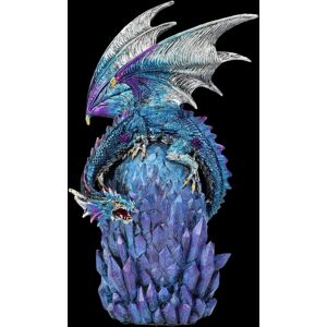 Dragon Figure Blue On Polyresin Crystal Egg - Decoration Fantasy Gothic Dragon Figure Blue On Polyresin Crystal Egg - Decoration Fantasy Gothic
