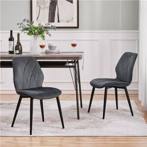 Ukmart365 Dining Chairs Set Of 2 Modern Kitchen Chairs With Petal Accented Back, Dark Gray Ukmart365 Dining Chairs Set Of 2 Modern Kitchen Chairs With Petal Accented Back, Dark Gray