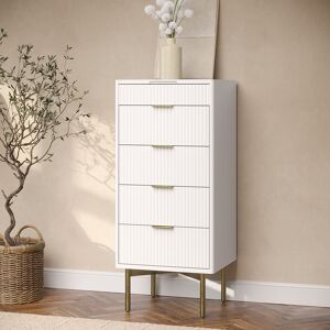 Tall Narrow White High Gloss Chest Of 4 Drawers With Mirror - Valencia Vlc009a Tall Narrow White High Gloss Chest Of 4 Drawers With Mirror - Valencia Vlc009a