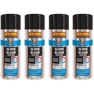 Hycote Gloss Black Fast Drying Aerosol Spray Paint 400ml *4 Hycote Gloss Black Fast Drying Aerosol Spray Paint 400ml *4