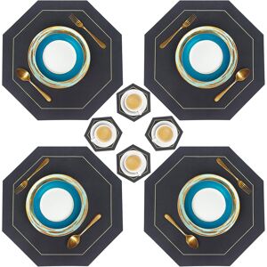 Pu Leather Placemat And Coaster Sets Of 4, Waterproof Heat-Resistant Wipeable Di Pu Leather Placemat And Coaster Sets Of 4, Waterproof Heat-Resistant Wipeable Di