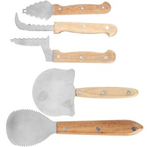 5pcs/set Stainless Steel Hand Carving Tool Wooden Handle For Halloween Pump Baj 5pcs/set Stainless Steel Hand Carving Tool Wooden Handle For Halloween Pump Baj
