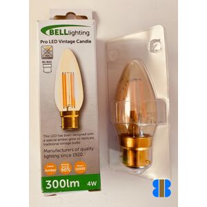 Box 10 Bell Lighting 60807 4w Pro Led Vintage Amber Candle Bc B22 300lm 2000k A+ Box 10 Bell Lighting 60807 4w Pro Led Vintage Amber Candle Bc B22 300lm 2000k A+