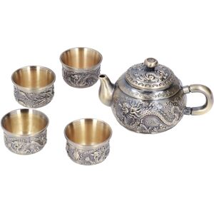 Tea Pot Vintage Exquisite Metal Luxurious Relief Pattern Moroccan Tea Set With Tea Pot Vintage Exquisite Metal Luxurious Relief Pattern Moroccan Tea Set With