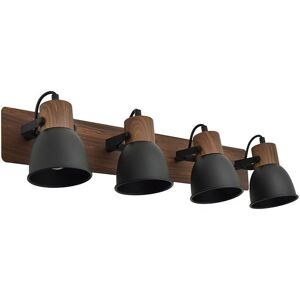 Clyde 4 Spot Light In Matt Black Metal And Wood Print, E14 Socket, Max Power 40 Clyde 4 Spot Light In Matt Black Metal And Wood Print, E14 Socket, Max Power 40