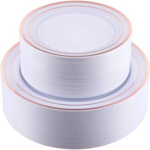 Latern 60pcs Rose Gold Plastic Dinnerware Set, 30pcs 26cm Dinner Plates + 30pcs Latern 60pcs Rose Gold Plastic Dinnerware Set, 30pcs 26cm Dinner Plates + 30pcs