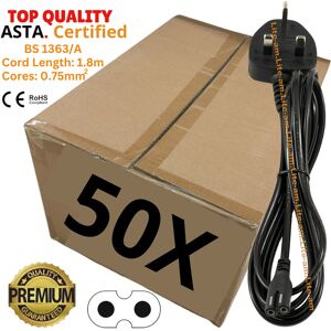 Figure 8 Cable / Power Cord Black - Bulk Lot 50 2m C7 Figure 8 Fig8 Uk 2 Pin Laptop Tv Lcd Mains Power Cable Figure 8 Cable / Power Cord Black - Bulk Lot 50 2m C7 Figure 8 Fig8 Uk 2 Pin Laptop Tv Lcd Mains Power Cable