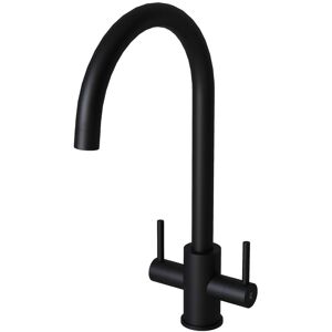 Liquida Ad398mb Swan Neck Twin Lever Kitchen Mixer Tap In Matt Black Liquida Ad398mb Swan Neck Twin Lever Kitchen Mixer Tap In Matt Black