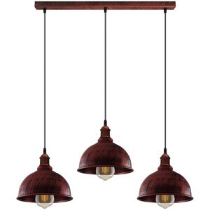Un-Branded Vintage Industrial Rustic Red 3 Head Base Pendant Cord Light E27 Base Metal Un-Branded Vintage Industrial Rustic Red 3 Head Base Pendant Cord Light E27 Base Metal