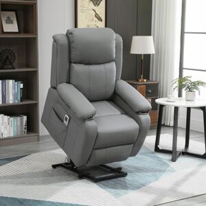 Homcom Electric Power Lift Recliner Chair With Massage Vibration Side Pocket, Grey Homcom Electric Power Lift Recliner Chair With Massage Vibration Side Pocket, Grey