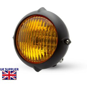 Alchemy Parts 5.5\" Motorbike Headlight For Vintage Custom Project Hog Matt Black & Yellow Lens Alchemy Parts 5.5\" Motorbike Headlight For Vintage Custom Project Hog Matt Black & Yellow Lens