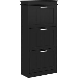 Homcom Slim Shoe Storage Cabinet With 3 Flip Drawers For Entryway, Black Homcom Slim Shoe Storage Cabinet With 3 Flip Drawers For Entryway, Black