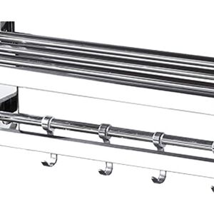 Wall Towel Shelf 304 Stainless Steel Double Towel Rack Foldable With Hooks For Wall Towel Shelf 304 Stainless Steel Double Towel Rack Foldable With Hooks For