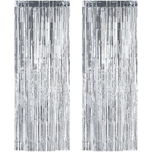 Relaxdays Set Of 4 Party Curtains Glitter Tinsel Foil Drapes Fringe Kit 250cm Silver Relaxdays Set Of 4 Party Curtains Glitter Tinsel Foil Drapes Fringe Kit 250cm Silver