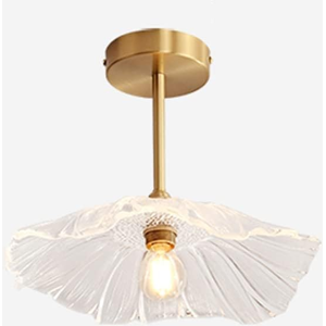 Does Not Apply Vintage Gold Lotus Flower Semi-Recessed Ceiling Light, Transparent Glass Bathroo Does Not Apply Vintage Gold Lotus Flower Semi-Recessed Ceiling Light, Transparent Glass Bathroo